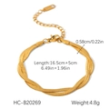 Dettaglio del bracciale a catena snake in acciaio inossidabile placcato oro 18K con misure - Bracciale Intrecciato a Doppio Filo Oro Lucido (HC-B20269)