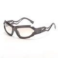 Futuristic wave-edge sunglasses with dark gunmetal hollow frame and gradient lenses - Gun Frame Mercury Gradient