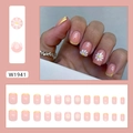 French yellow daisy press on nails with pink base and short square round shape - Fresh Daisy Style (W1941)