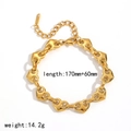 Detail of 18k gold plated heart chain bracelet with length 170+60mm and weight 14.2g - Gold Heart Bracelet (TB60525-G)