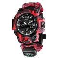 Dual display digital sport watch with camo paracord strap and integrated compass - 827-4 Bare Watch