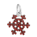 Detailed snowflake pendant in silver finish featuring vibrant red pavé rhinestones - Red Snowflake Pendant (#27)
