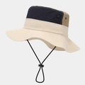 Dreifarbiger wasserdichter Fischerhut mit verstellbarem winddichtem Kinnriemen - Einheitsgröße / Beige