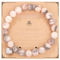 Bracelet en pierre naturelle rose et grise avec breloque cœur sur carte d'anniversaire - Bracelet en Pierre Zébrée Rose + Carte Joyeux Anniversaire 70ème