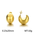 Pendientes de media luna dorados en forma de C de acero inoxidable pulido efecto espejo - Dorado (KE109528-WGMW)