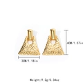 Golden minimalist earrings with hollow trapezoid design and textured finish details - Rectangular Hook Triangle Wrinkle (TL-E1337-02)