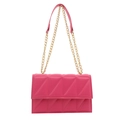 Pink quilted cross-body bag with golden chain strap and minimalist retro faux leather finish - Rose Pink