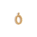 Mini 18K gold plated stainless steel twisted oval pendant with letter engraving - Gold - Letter O