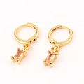 Elegante vergoldete Ohrringe mit rechteckigem rosa Zirkonia-Anhänger für Damen in Gold - Champagner