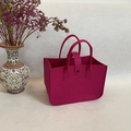 Deep rose red felt tote bag with dual handles and button closure for festive gifting - Rose Red