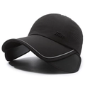 Visière de sport noire avec bord rétractable et panneaux en maille respirante - Réglable / Noir