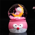 Pink Doraemon crystal ball on moon with sparkly base for cute bedroom decor - Pink Cartoon Ball Ornament (2104-4)