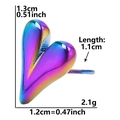 Detailed size specifications of heart-shaped iridescent 304 stainless steel stud earrings - Minimalist Fluid Heart / Colorful
