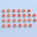 26 piece set of round red enamel alphabet charms with gold metal edges and white letters - Alphabet Set (DY147) / Set of 26 / Style 24 Red