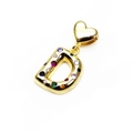 Gold-plated letter D pendant with heart clasp and colorful zircon stones - Pendant Only / Letter D