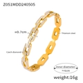 Bracciale a maglie in acciaio al titanio placcato oro con diamanti CZ, diametro 6cm - Design a Catena Traforata (Z051-Oro)