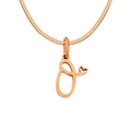 Rose gold letter O pendant necklace with mini heart detail and sleek snake chain - Letter O / Rose Gold