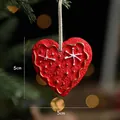 Red heart resin Christmas ornament with white snowflakes and gold wavy edges on tree - Heart Style