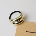 Polished gold alloy hair tie with black elastic cord and wide metallic buckle detail - 3# Double-layer Arc Gold