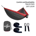 Red and black nylon parachute hammock set including straps and carabiners 230x110cm - 230x110cm / Elastic Band Style / Dark Gray/Red