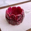 Chic hot pink leopard print resin bangle featuring irregular wavy pattern design - Rose Red Leopard Wide Style (59# Bangle - Rose Red)