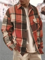 Dettaglio di camicia in flanella a scacchi arancione con due tasche sul petto - S / Rosso Arancio