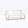 Trapezoid brass glass business card holder with gold metal frame and mirror base - Trapezoid Card Holder 4051