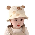Cute cream baby sun hat with brown 3D bear ears and printed cartoon bear patterns - 8 Months-3 Years (46-50cm) / 23 Beige (Full Print Bear)