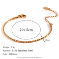 Polished 18K gold plated stainless steel square link chain bracelet for women - 2.2mm Hammered Round Artificial Pearl Chain (20cm+5cm) / Gold
