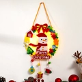 Illuminated yellow felt DIY Christmas wreath with snowman and LED warm lights - Christmas Snowman (With Lights)
