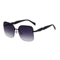 Gafas de sol cuadradas negras con lentes degradadas violetas y patillas jaspeadas - Montura Negra Gris Degradado