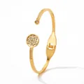 Gold open spring bracelet with star-shaped flower and sparkling inlaid cubic zirconia - Hollow Flower Gold Style (SAK915)