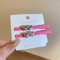 Set of pink metallic Y2K heart hair clips with sparkling rhinestone inlay for women - 16# Rose Pink Double Crystal Heart Hair Clip