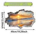 3D beach sunset wall sticker size 49x32cm with realistic broken wall effect - Golden Sunset Sea (UV50367T_R)