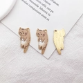 DIY alloy cat pendants with brown and white oil drip finish for jewelry making - Brown and Yellow Cat