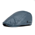 Classic newsboy cap in haze blue PU leather with adjustable side metal buckle - Haze Blue