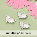 Silver butterfly pendant with clear zircon stones for jewelry making, size 8mm by 12.5mm - Silver Star Zirconia