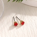 Boucles d'oreilles chics avec pierre rouge et serti griffes doré classique - EAR0009-Zirconium Rouge