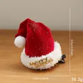 Barrette de Noël en velours rouge avec inscription Merry dorée et bord en peluche - Pince à Cheveux Bonnet de Père Noël avec Lettre Merry