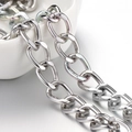 Flat silver Cuban chain link necklace in minimalist hip-hop style for men and women - White Gold