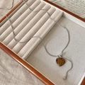 Collana con ciondolo a cuore in occhio di tigre e catena a serpente argento regolabile - Collana regolabile con ciondolo a cuore sfumato - circonferenza circa 76 cm