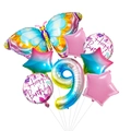 Macro detail of gradient number 9 and colorful butterfly foil balloons for birthday party decor - Butterfly Gradient Number 9