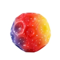 Detailed macro view of high-bounce stress relief ball with rainbow gradient and white spots - Colorful 3-Color Red
