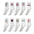 White crew socks set with American football prints including HERO and RUGBY designs - Unisex (35-44) / D2 Series White Mixed Socks