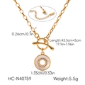 Detailansicht der goldenen Edelstahlkette mit Perlmuttanhänger und OT-Verschluss Maße - Hohler Runder Stil (HC-N40759) / 43.5cm+5cm / Gold
