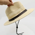 Cappello di paglia beige da uomo con rete traspirante e cordino nero regolabile - Taglia unica / Beige
