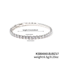Detail showing 4mm wide tennis bracelet with cubic zirconia and 17cm length measurements - 17cm / White Zirconia