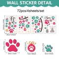 Christmas pet paw PVC wall stickers set of 72 colorful decals for holiday home decoration - Colorful Paw Prints Christmas Tree Style (UV24Y12614T_T) / 4 Sheets Set (20*30cm)