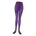 Chaussettes hautes à rayures violettes et noires pour accessoire de déguisement - Taille unique / Collants à rayures fines violet et noir
