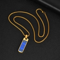 Men's gold box chain necklace with rectangular blue lapis lazuli stone pendant - Gold Lapis Lazuli Pendant (With Chain)